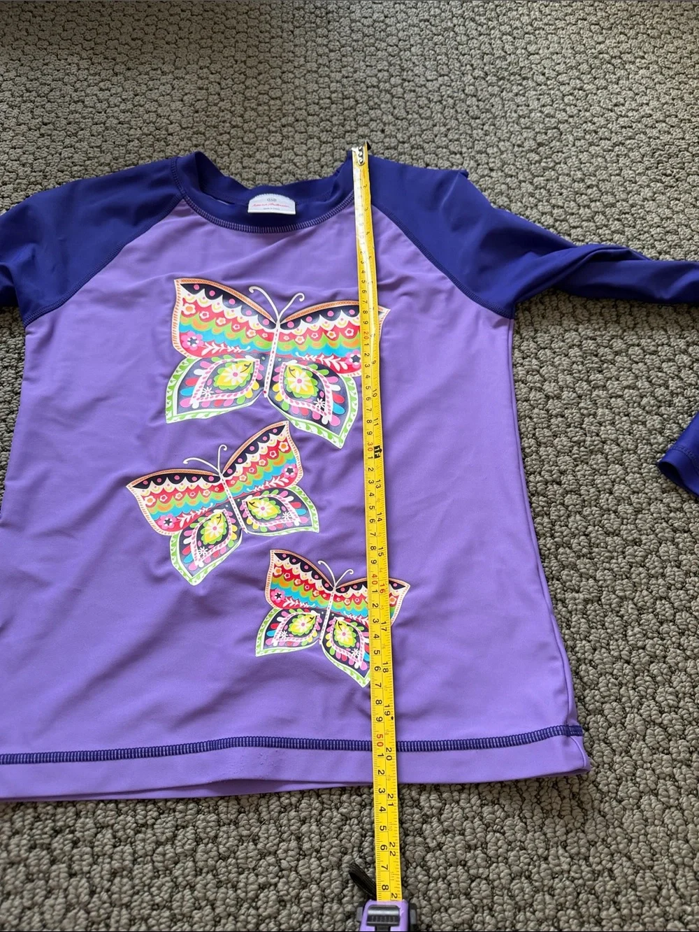 Kids Hanna Andersson Purple Butterfly Rash Guard Long-sleeve Swim Top